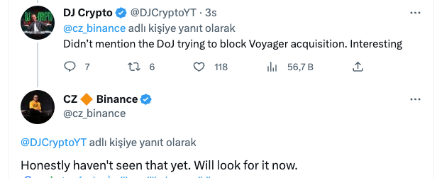 DOJ'dan Voyager'ın Binance'e satışının onayına itiraz